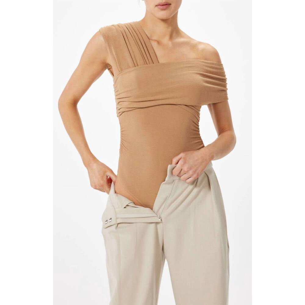 NEW SOPHIE RUE crisscross thong bodysuit in camel